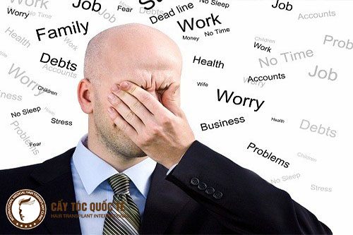 Stress trong công việc cuộc sống cũng là 1 nguyên nhân tác động đến hói trán 